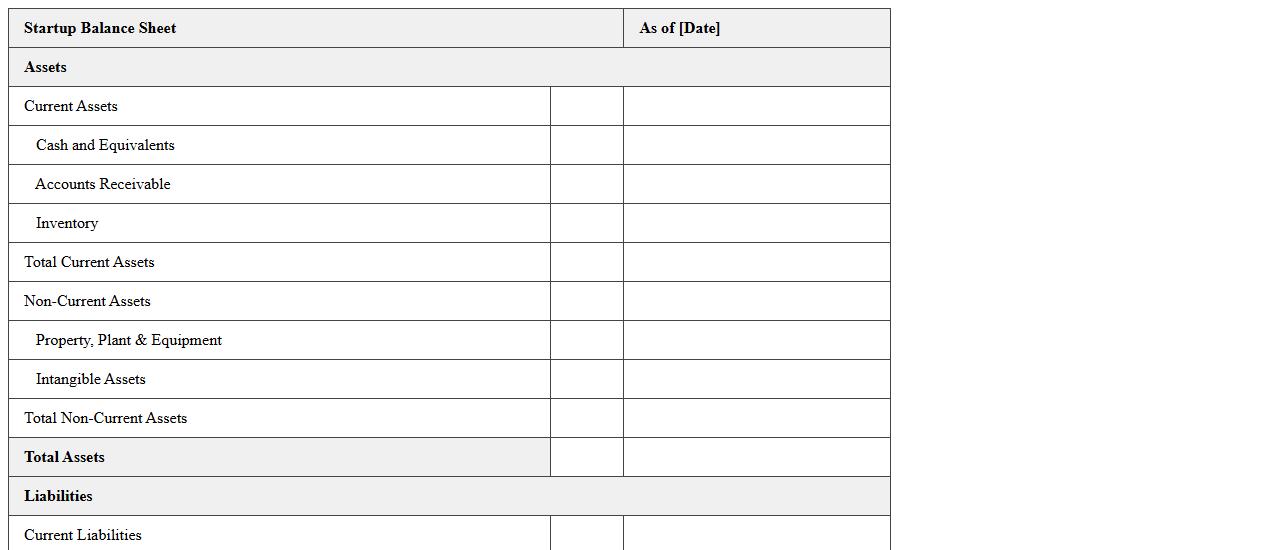 Startup Balance Sheet Excel Template