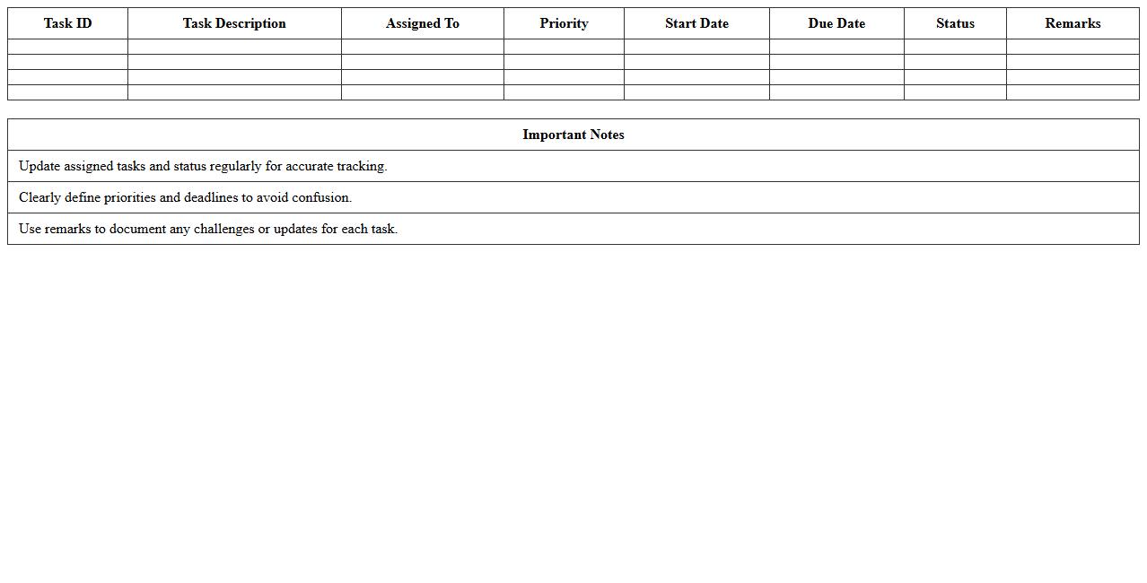Task Assignment Log for Event Management
