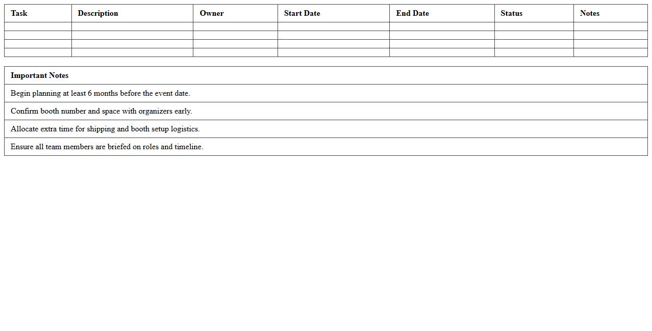 Trade Show Event Management Timeline