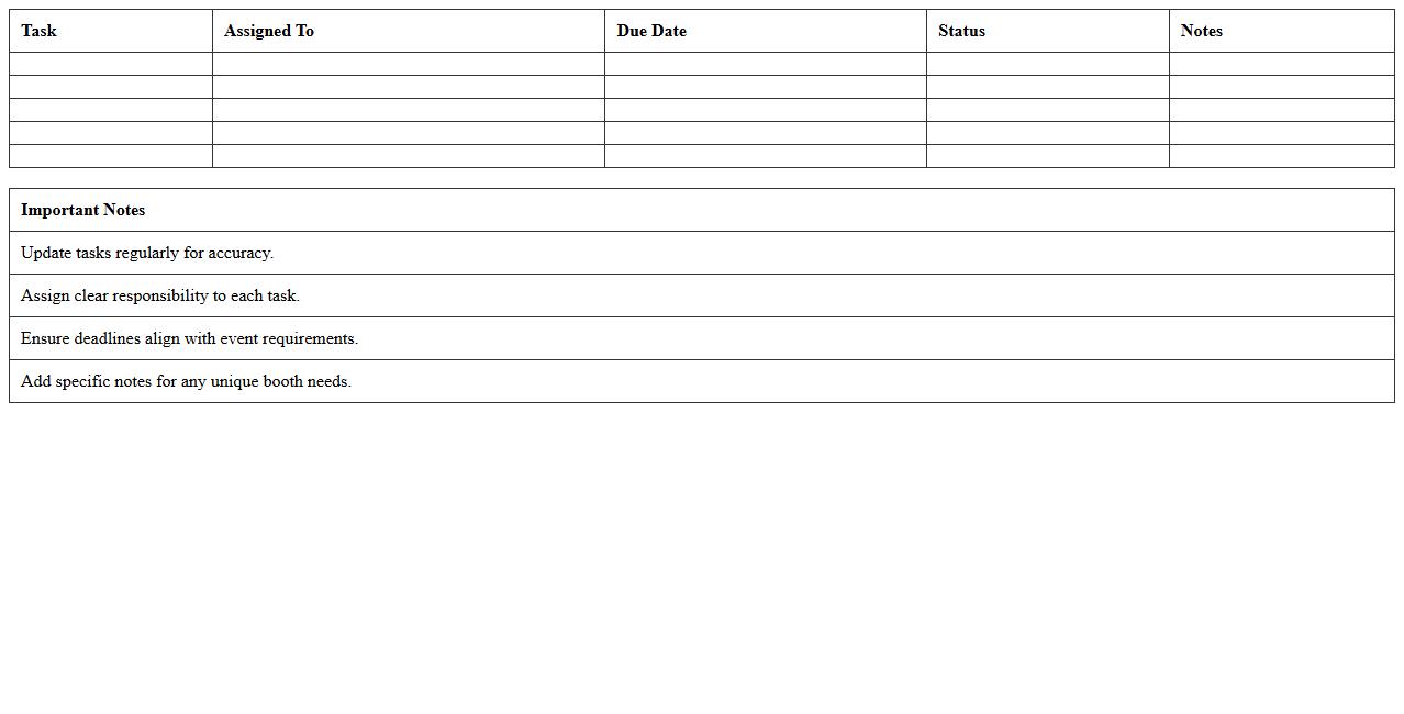Trade Show Task Checklist Excel Template
