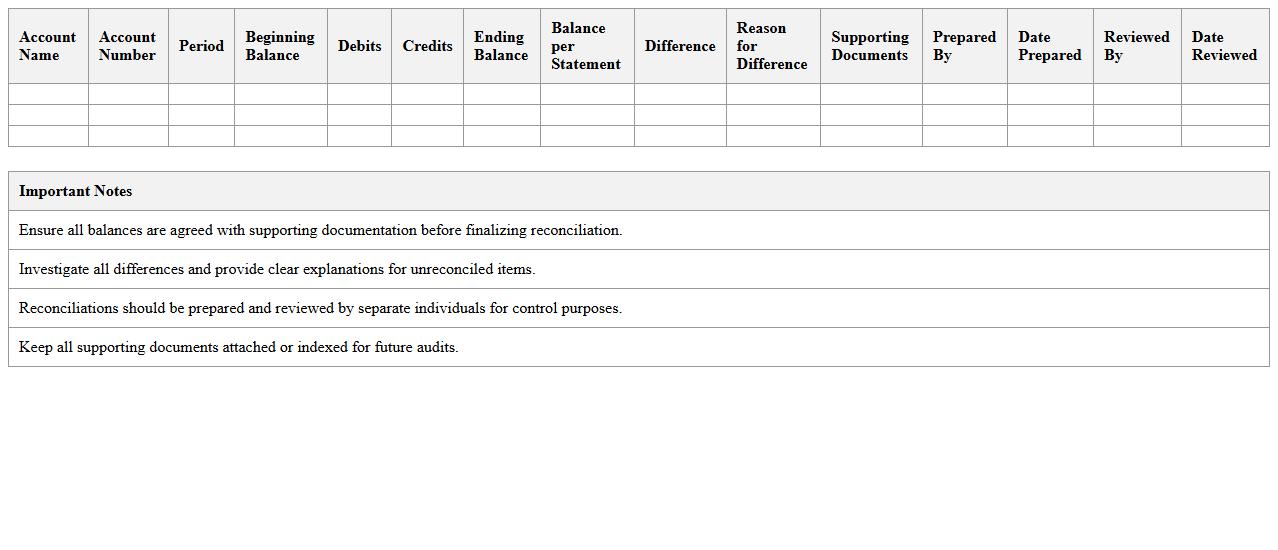 Year-End Account Reconciliation Tracker Excel