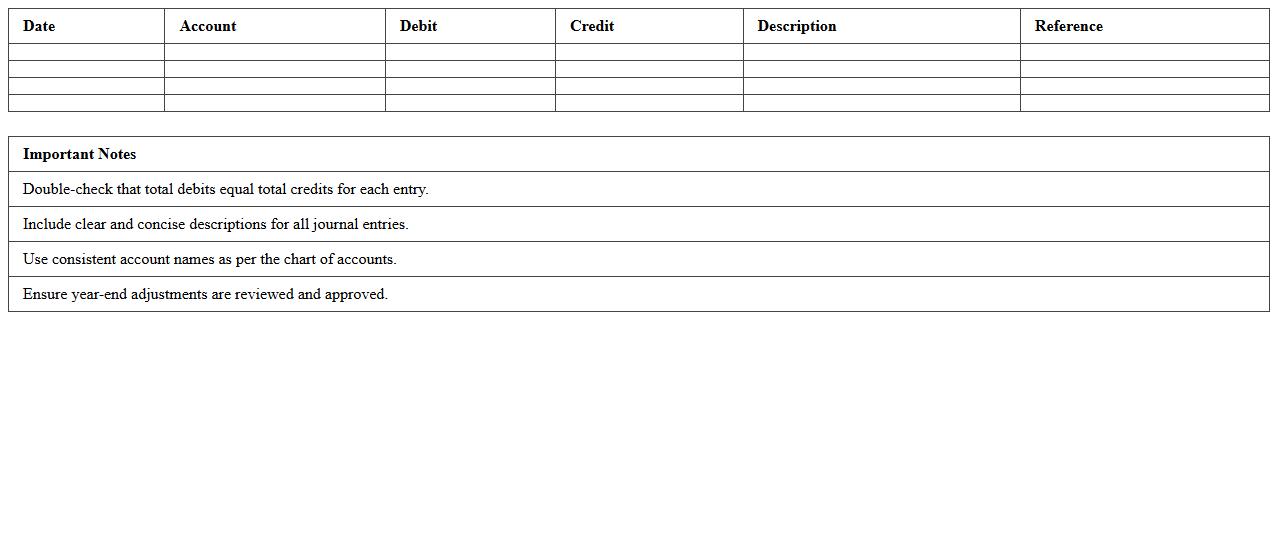 Year-End Journal Entries Template