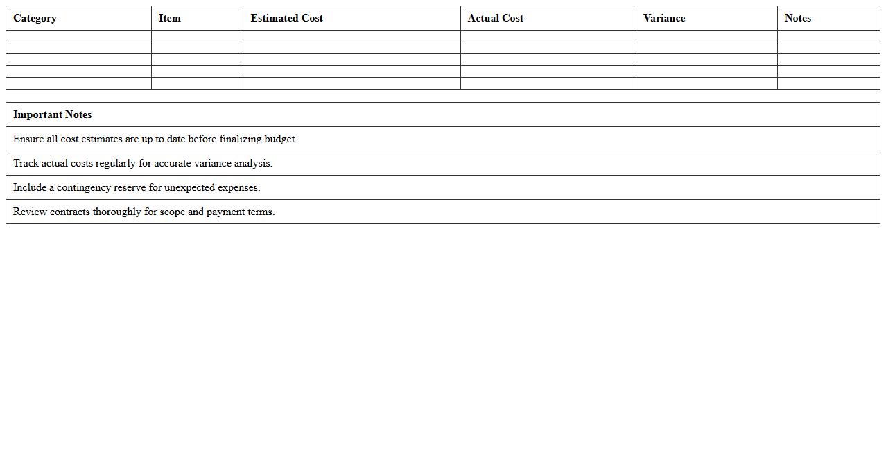 Apartment Complex Construction Budget Excel Template