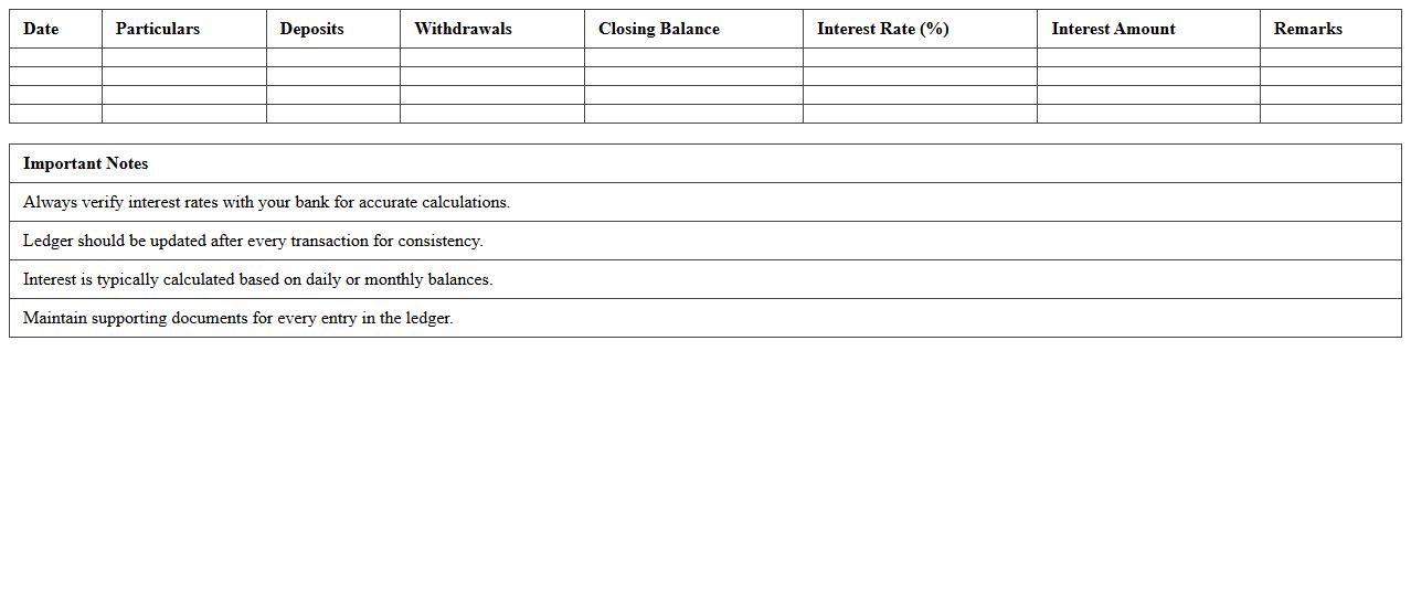 Automated Banking Savings Interest Ledger Excel