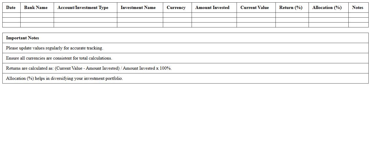 Banking Investment Portfolio Allocation Tracker Excel Template