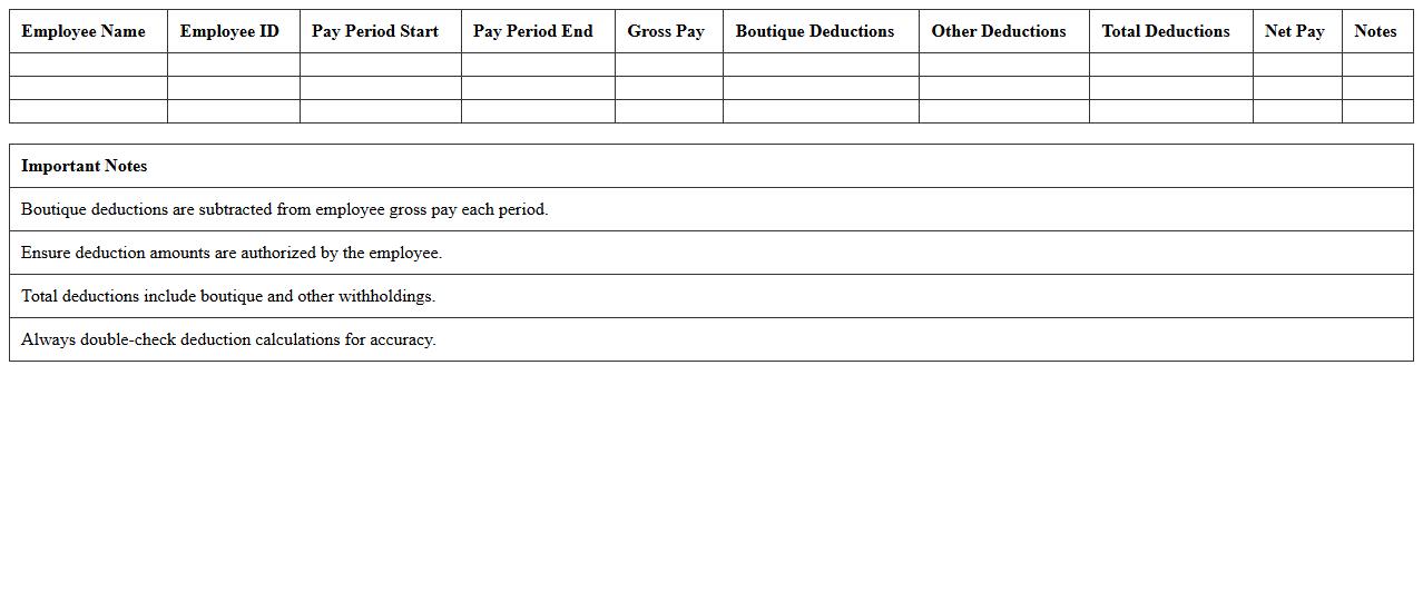 Boutique Payroll Deduction Calculator Excel