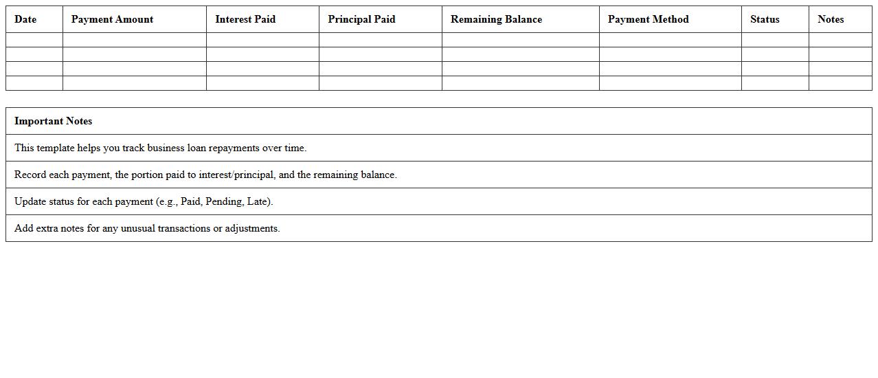 Business Loan Repayment Tracking Template