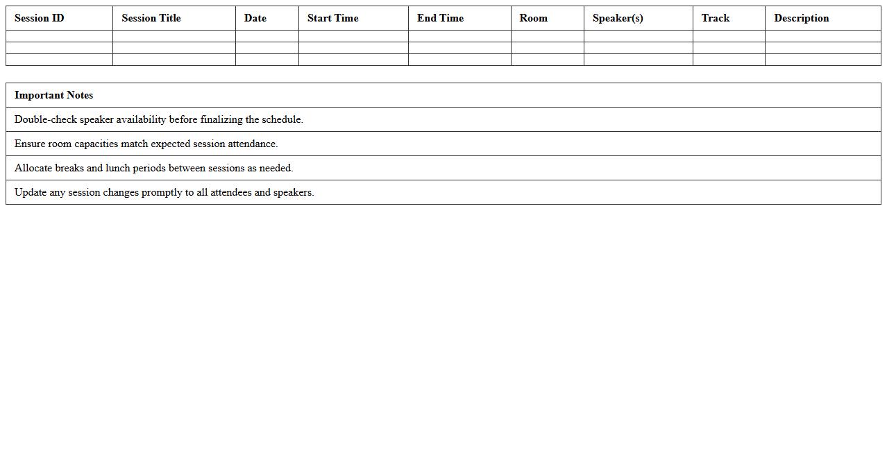 Conference Session Schedule Organizer