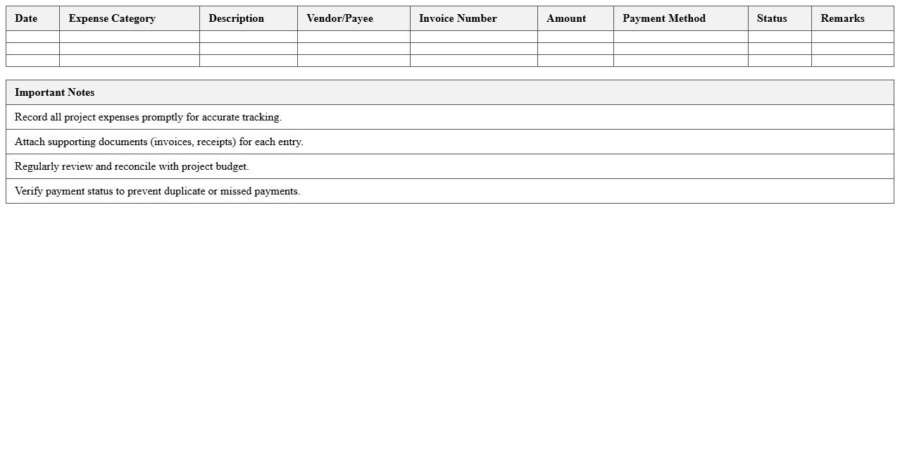 Construction Project Expense Management Excel