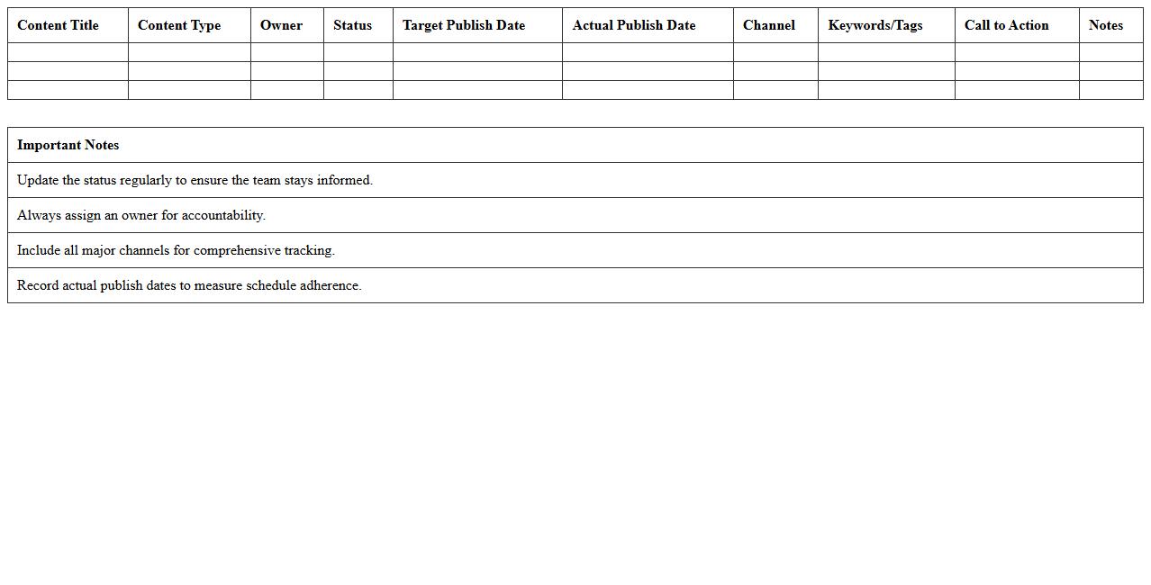 Content Publishing Timeline Spreadsheet for Marketers