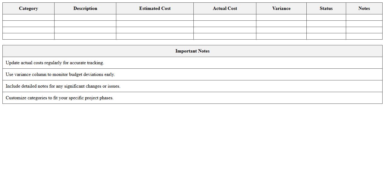 Custom Building Budget Tracker Template for Project Management