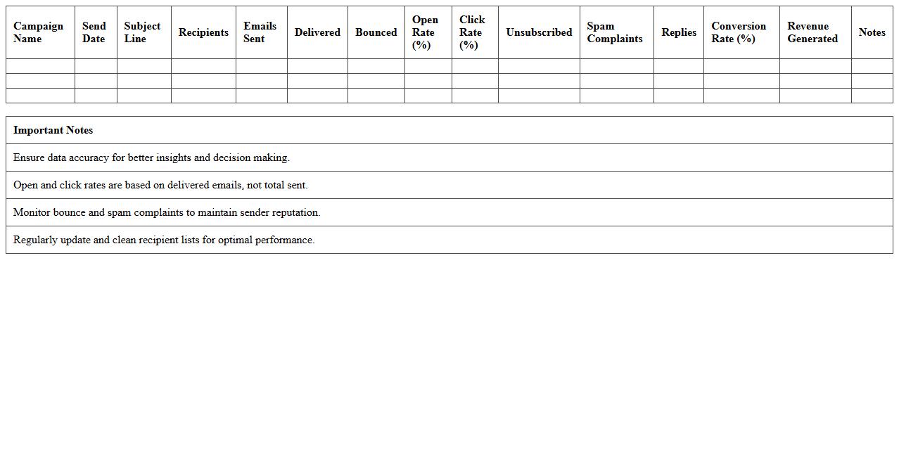 Email Campaign Performance Report Excel