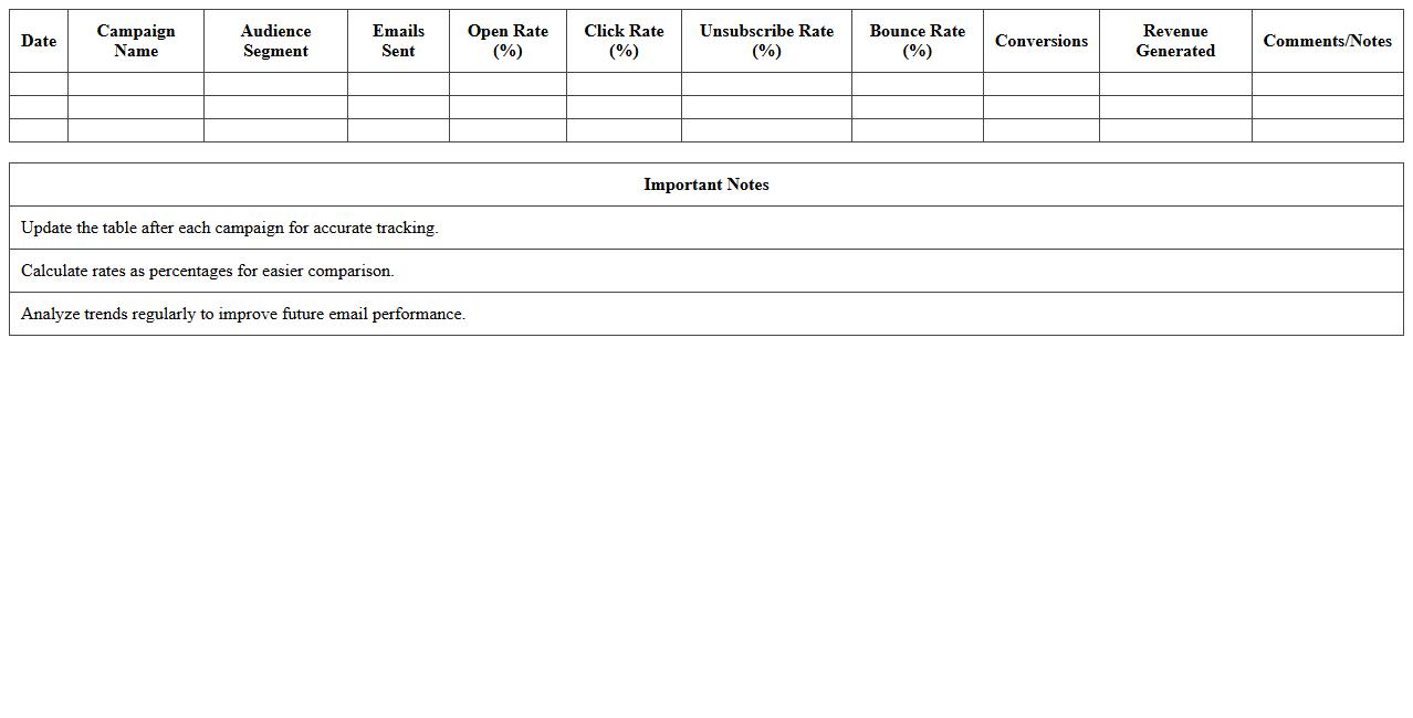 Email Marketing Performance Tracker Excel