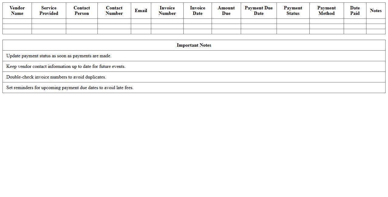 Event Vendor Payment Tracker