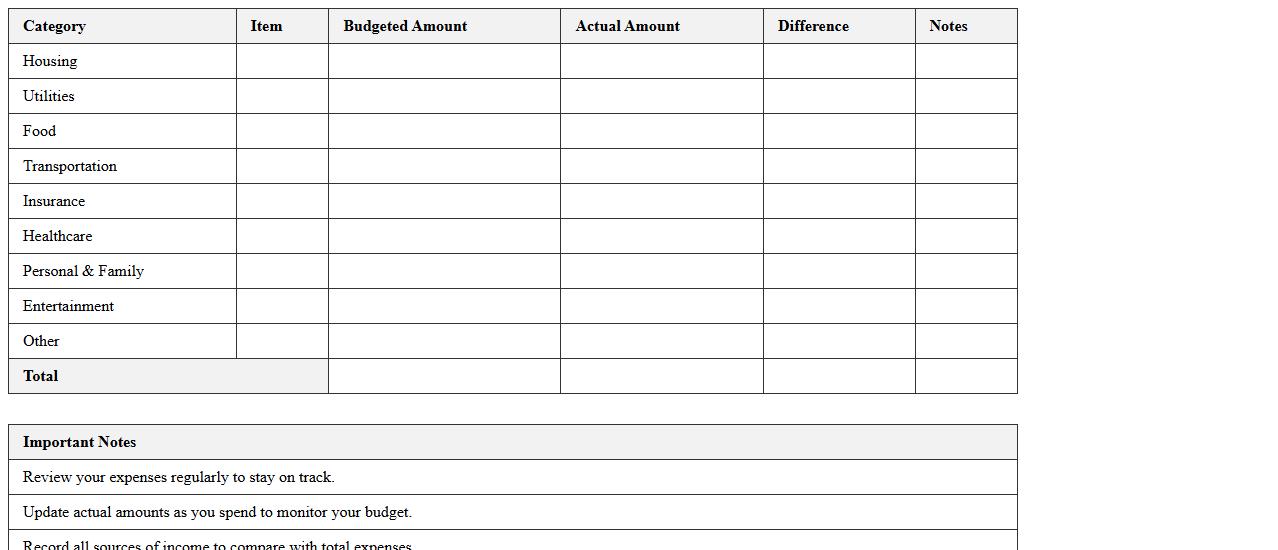 Family Monthly Budget & Expense Tracking Excel