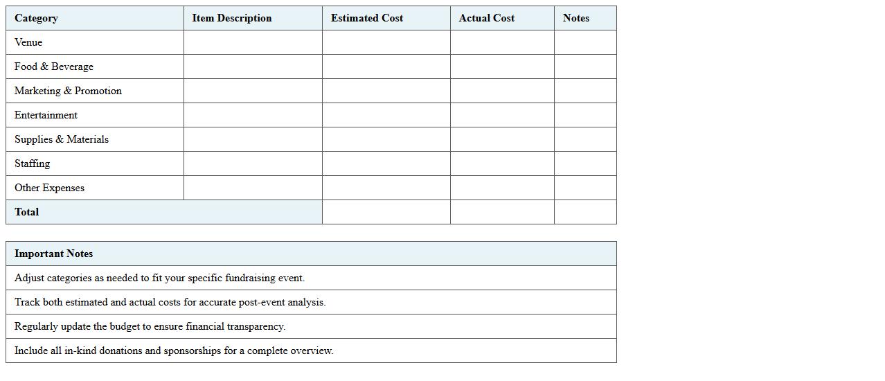 Fundraising Event Budget Excel Template for Nonprofits