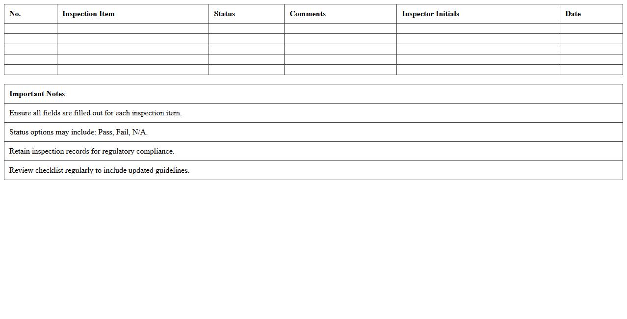 Healthcare Facility Inspection Checklist Excel Template