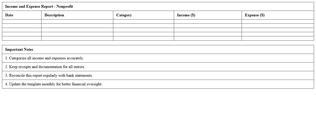 Income and Expense Report Excel Template for Nonprofits