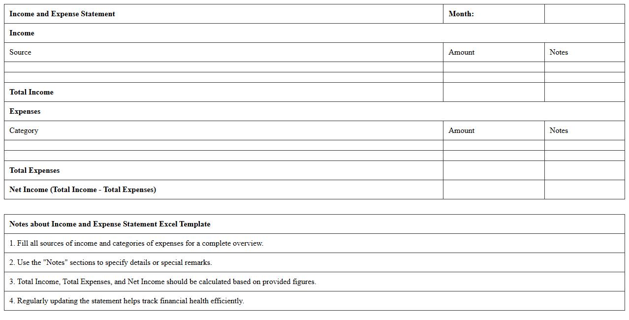 Income and Expense Statement Excel Template