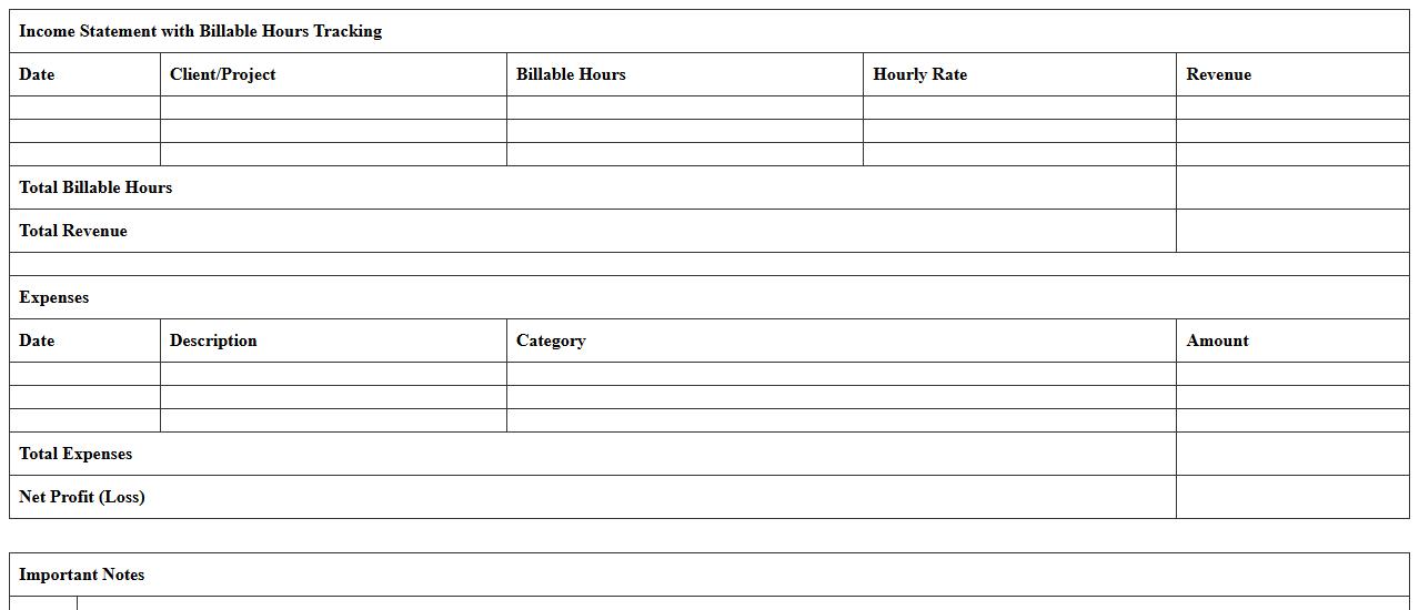 Income Statement with Billable Hours Tracking