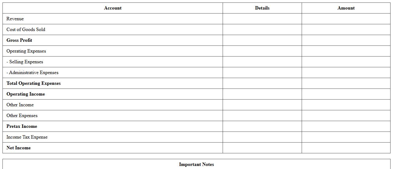 Income Statement Tax Preparation Excel Template
