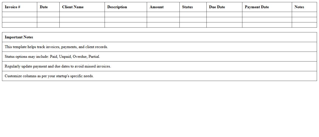 Invoice Tracker Excel Template for Startups