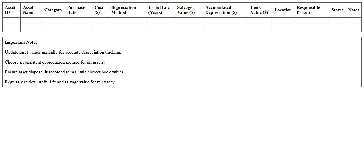 IT Asset Depreciation Tracking Excel Template
