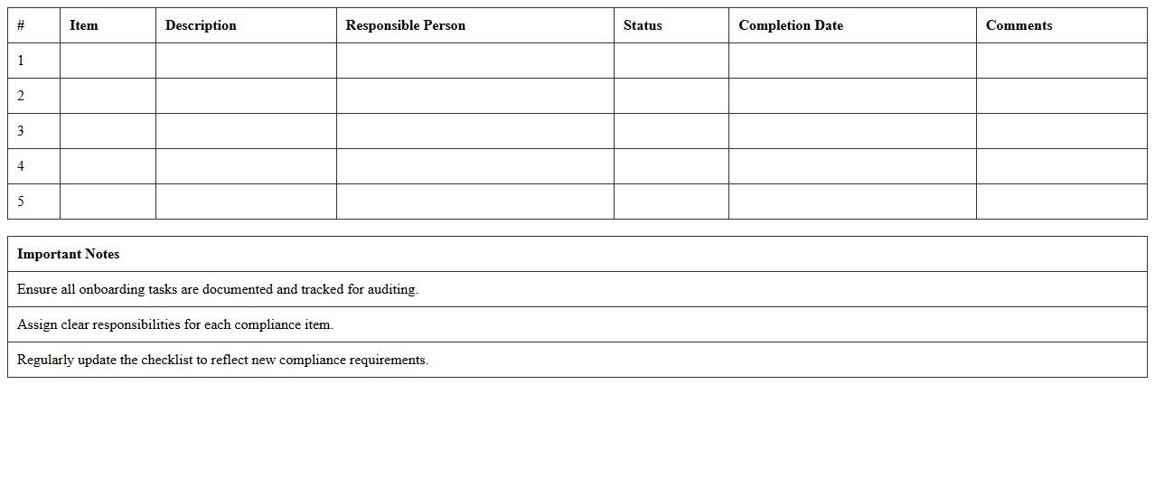 IT Security Compliance Onboarding Checklist Template