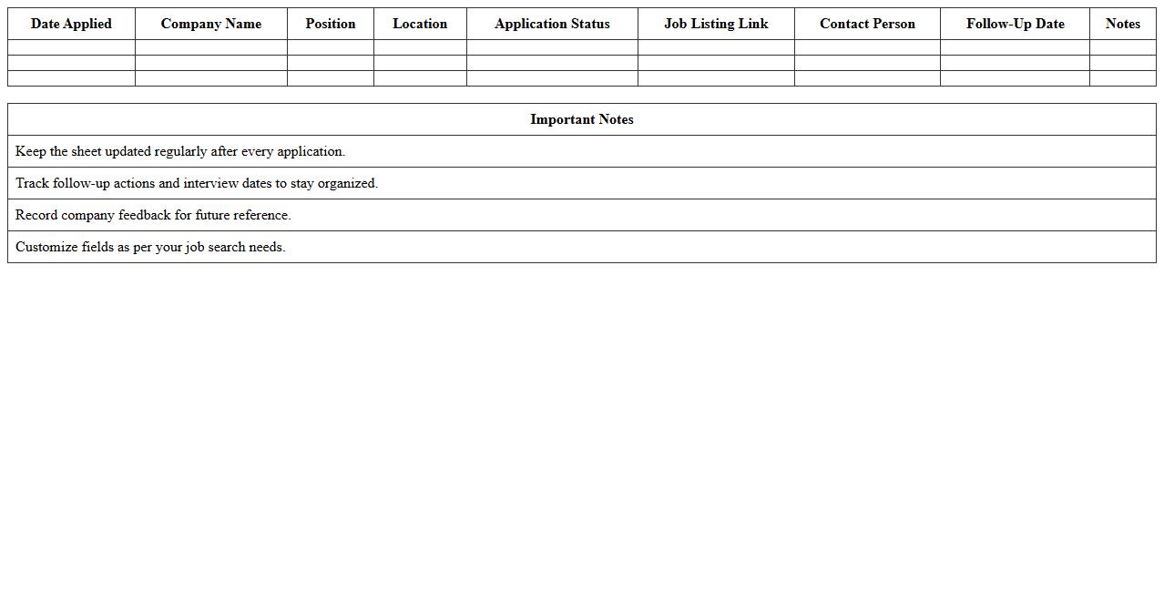 Job Application Status Tracker Excel Sheet