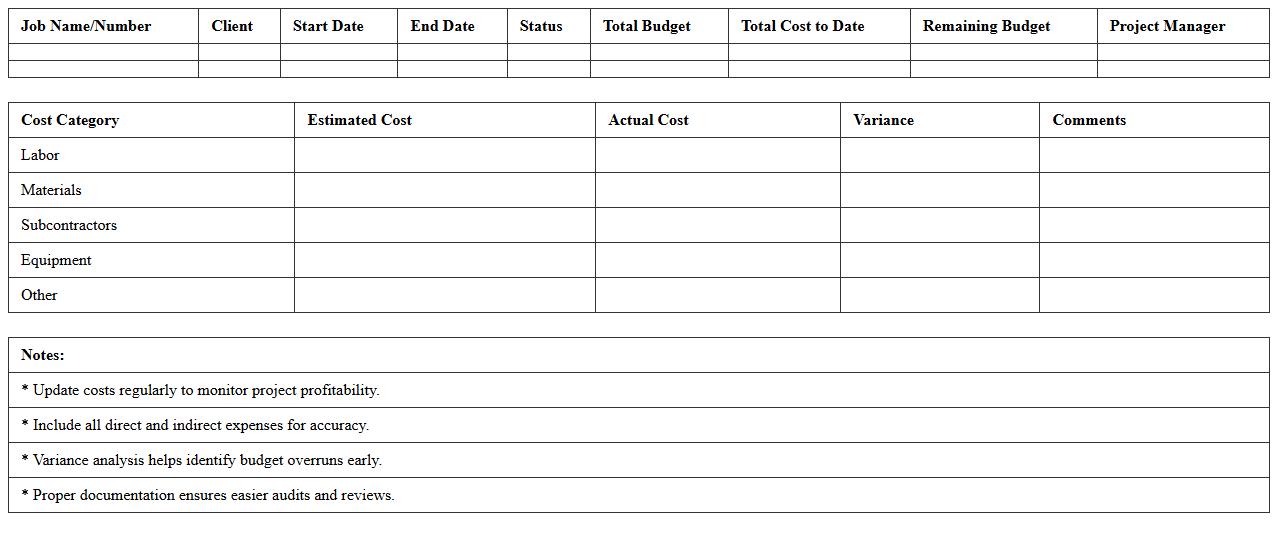 Job Costing Excel Template for Contractors