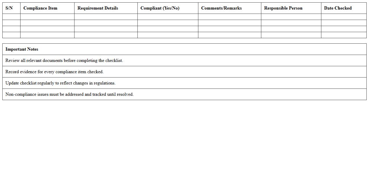 Logistics Vendor Compliance Checklist