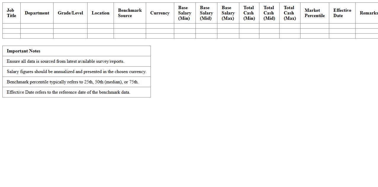 Market Salary Benchmark Data Template