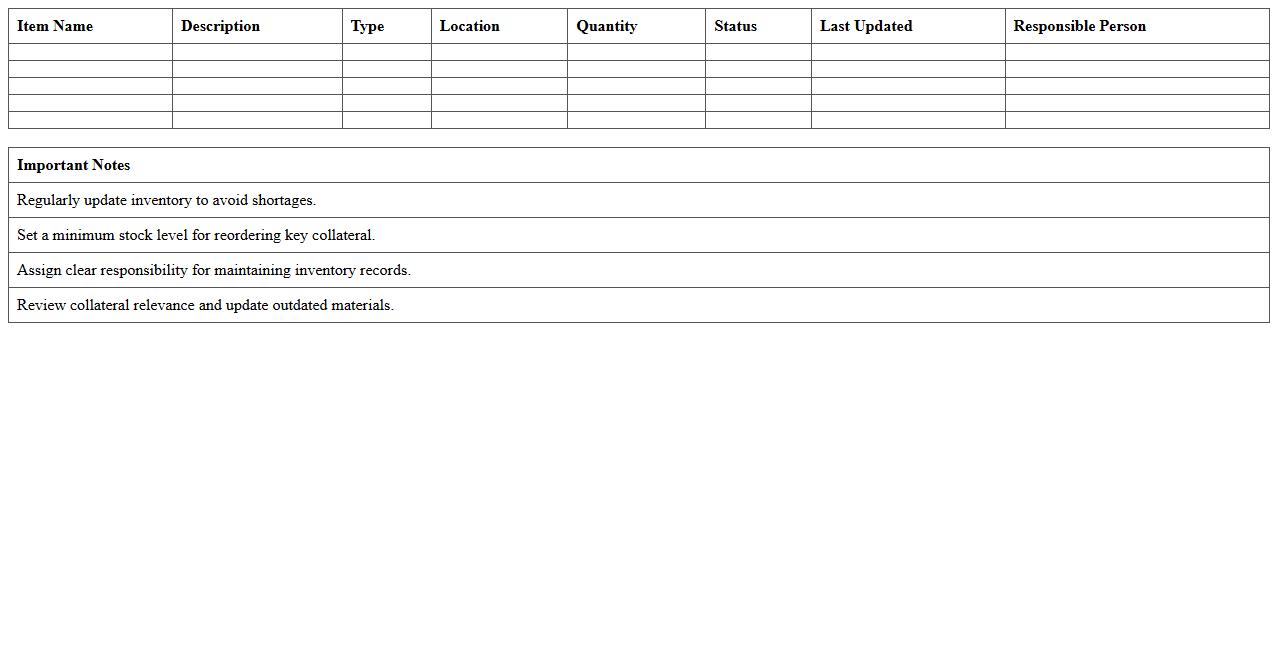 Marketing Collateral Inventory Checklist