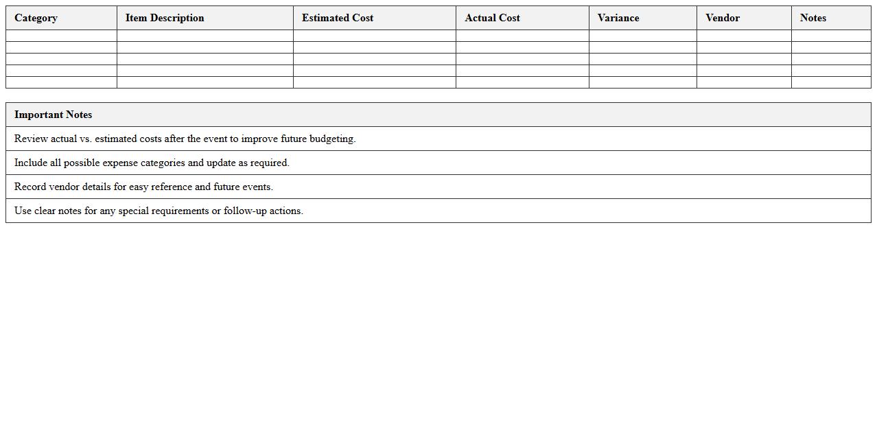 Marketing Event Budget Planner Excel Template