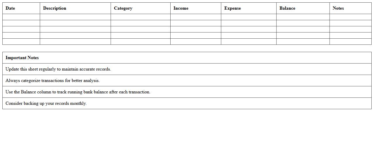 Monthly Bank Cash Flow Tracker Excel Template
