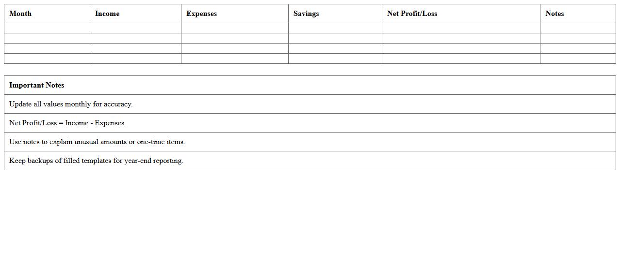 Monthly Financial Statements Excel Template