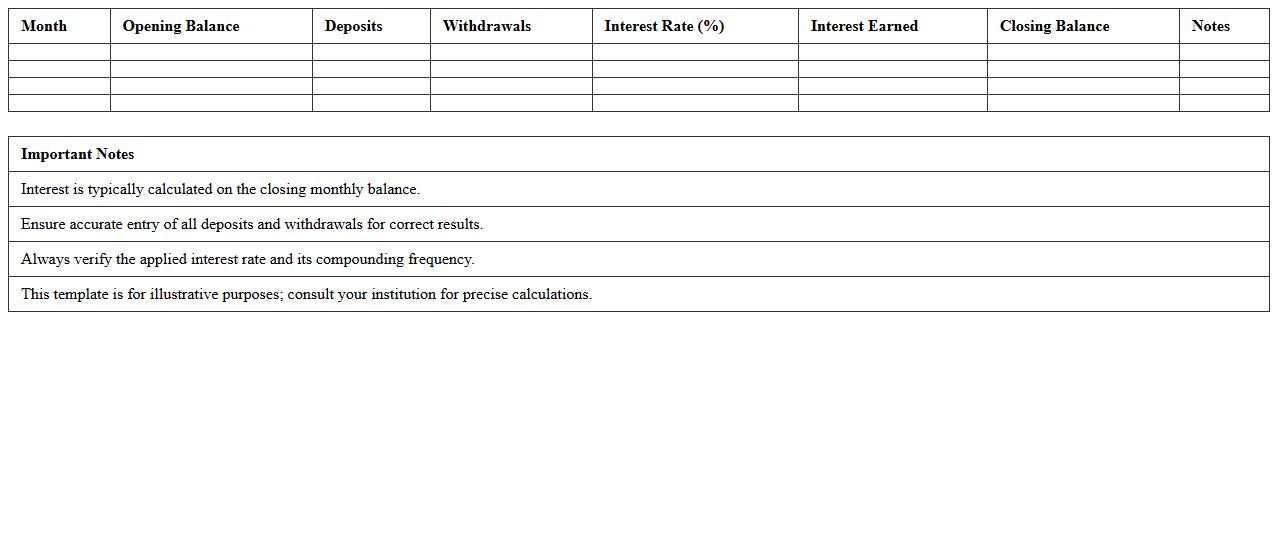 Monthly Interest Accrual Statement Template