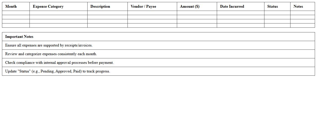 Monthly Legal Expenses Excel Report Template