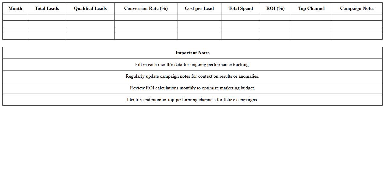 Monthly Marketing Performance Dashboard Excel Template