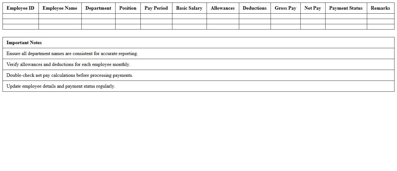 Multi-Department Payroll Management Template