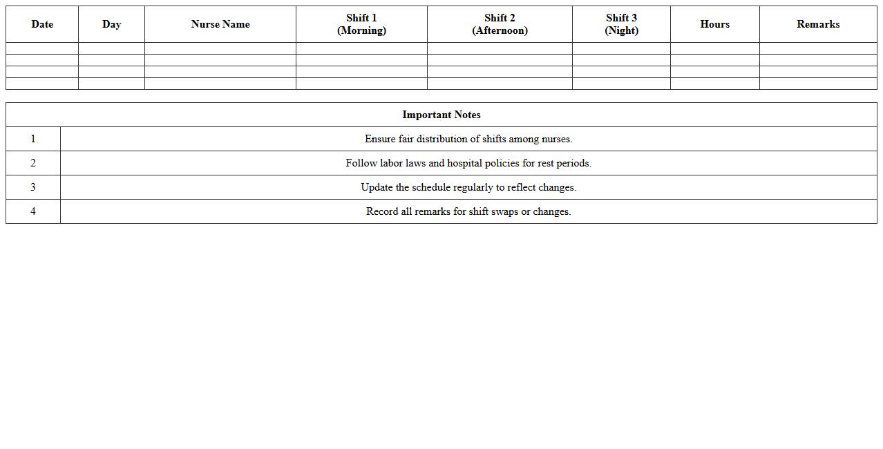 Nurse Shift Scheduling Excel Template for Hospitals