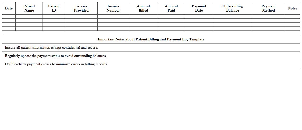 Patient Billing and Payment Log Template