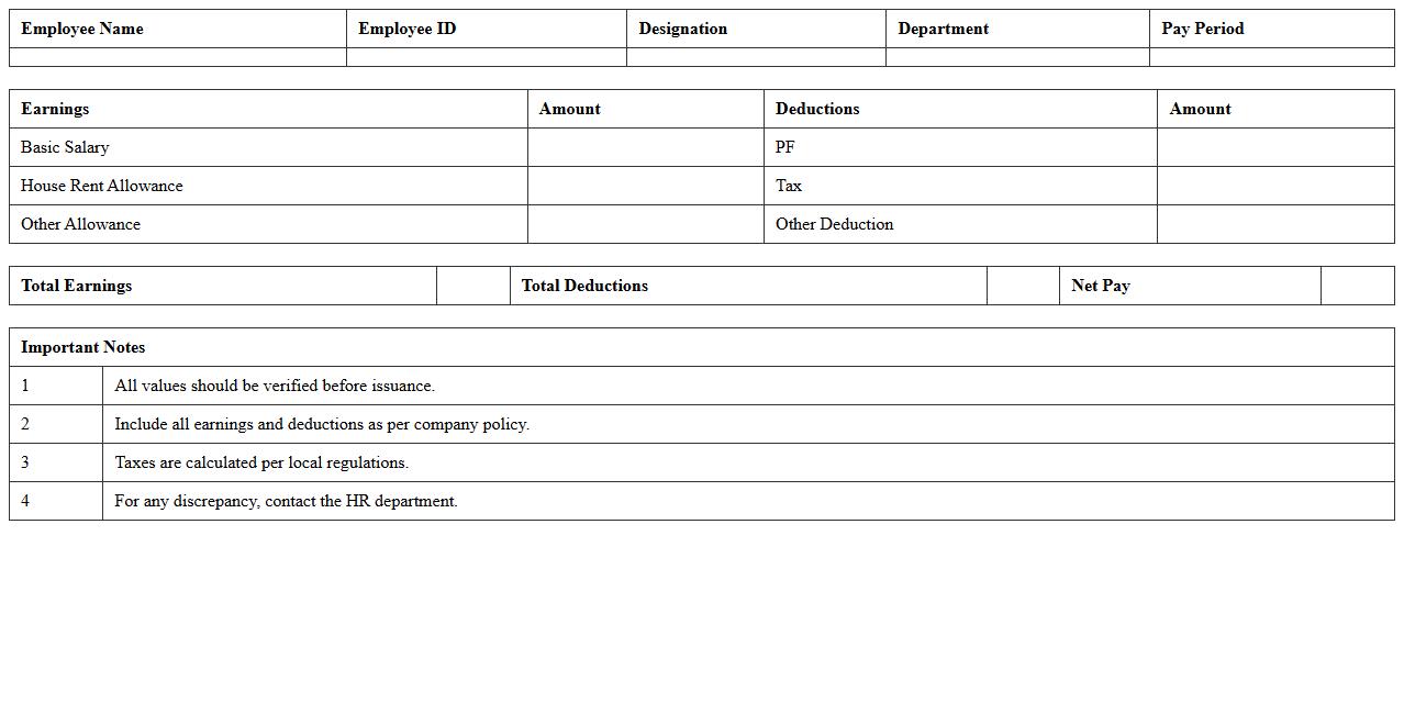 Payslip Generation Template