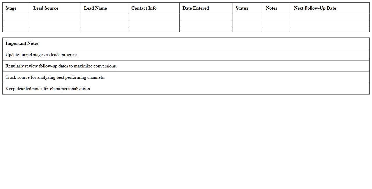 Real Estate Agent Sales Funnel Excel Template