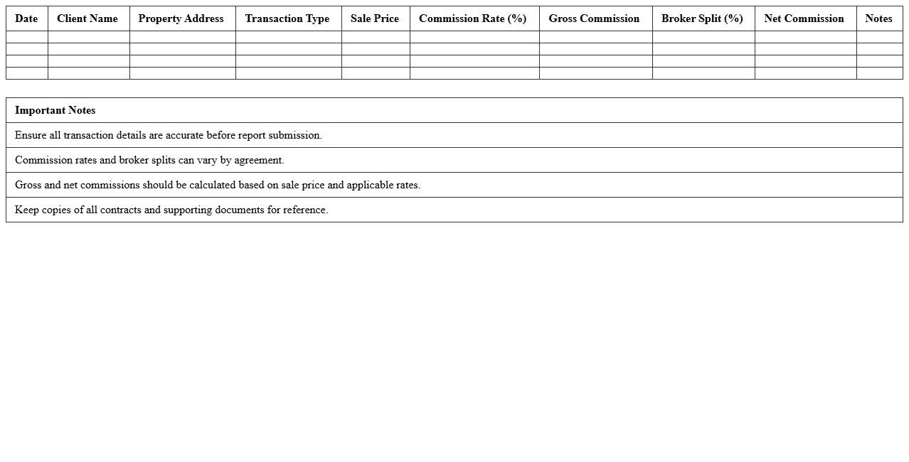 Realtor Earnings and Commission Report XLS