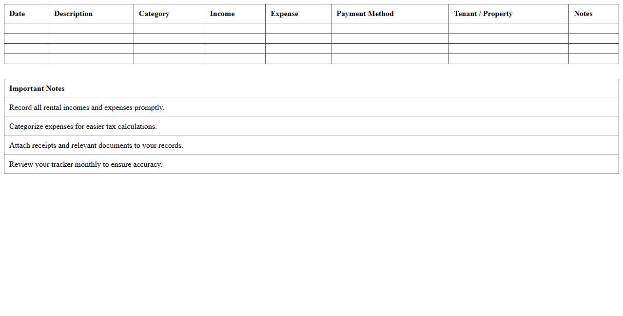 Rental Income and Expense Tracker