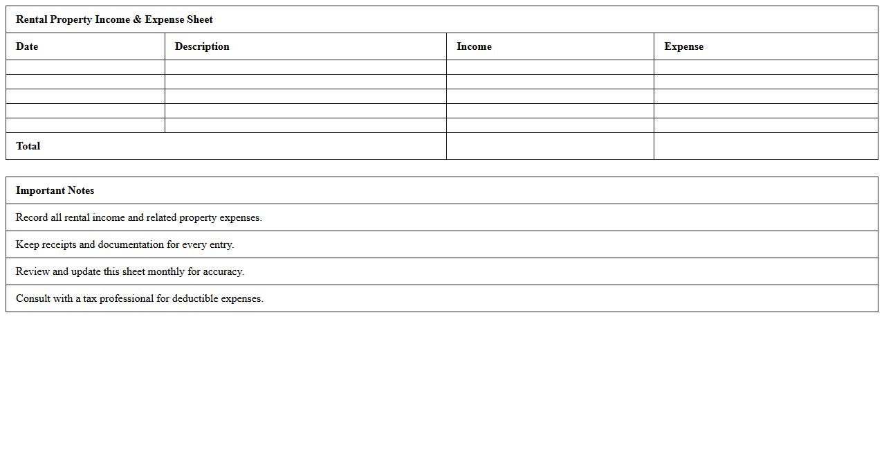 Rental Property Income & Expense Sheet