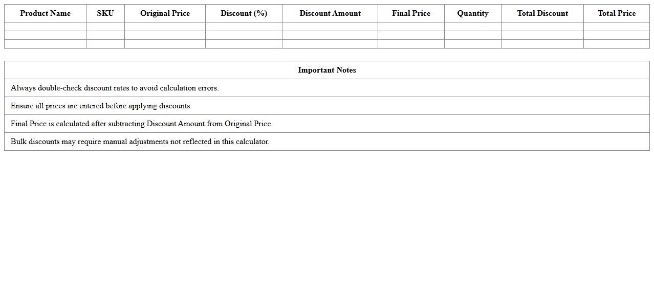 Retail Product Discount Pricing Calculator Excel