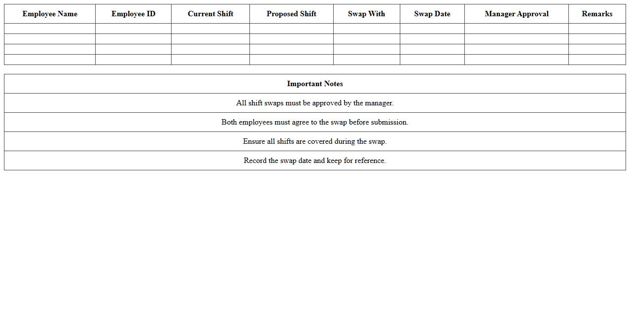 Rotational Employee Shift Swapping Template