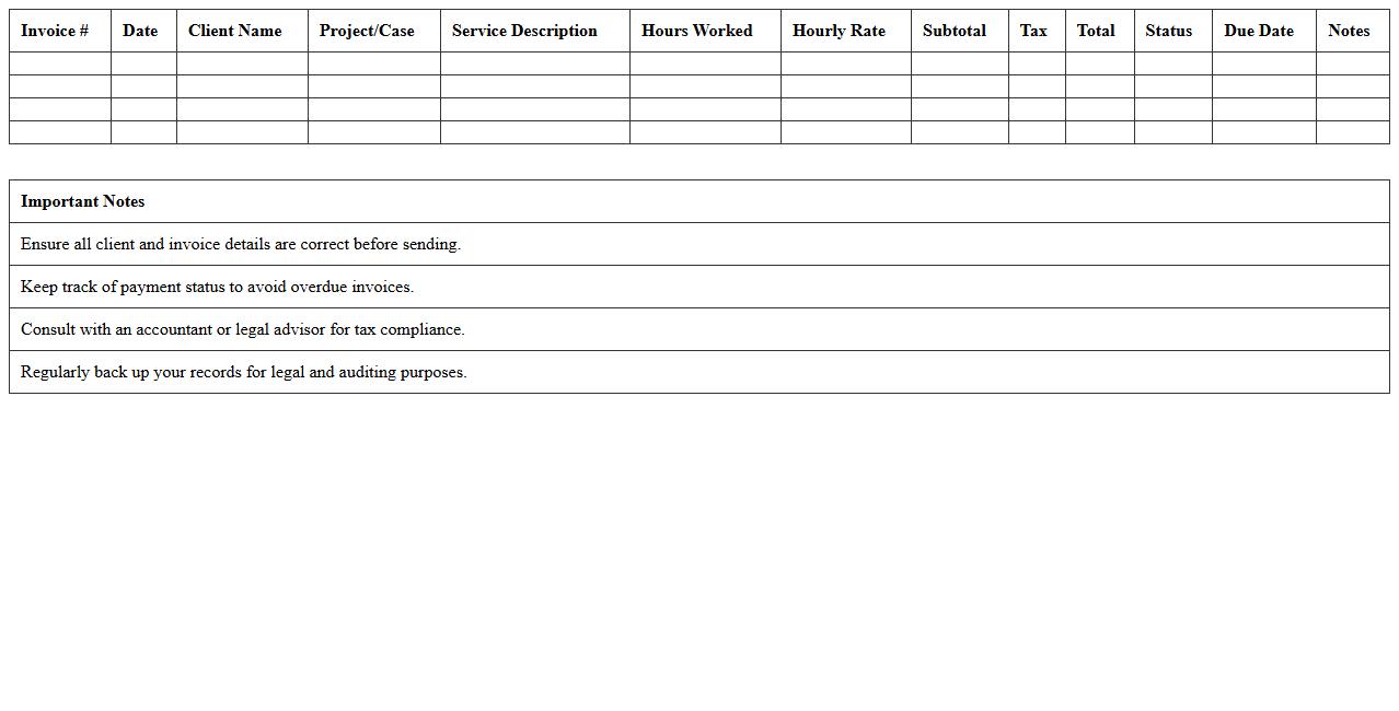 Small Business Legal Invoice Tracker